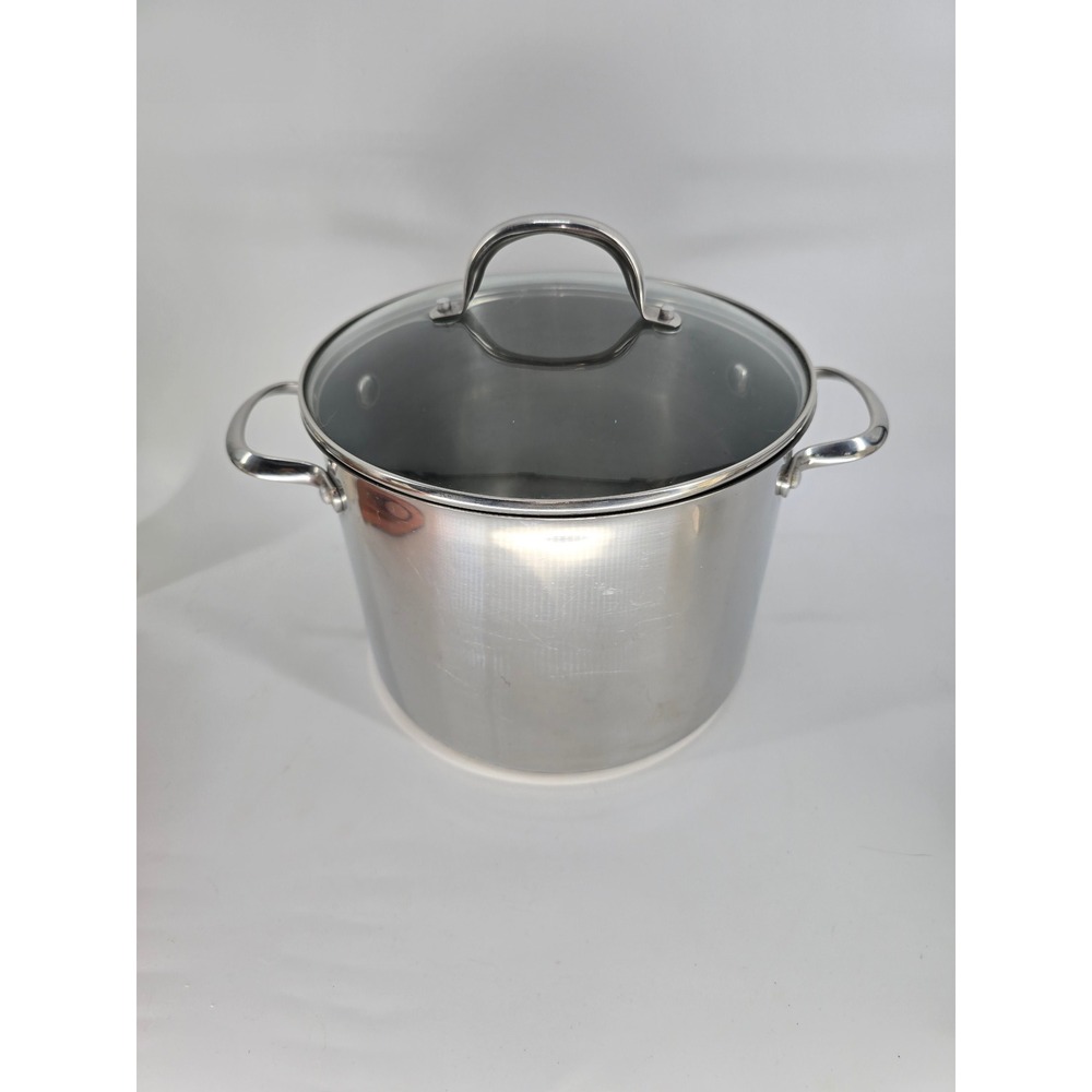 Wolfgang Puck Bistro Collection 8qt Stockpot 18-10 Stainless Steel Glass Lid